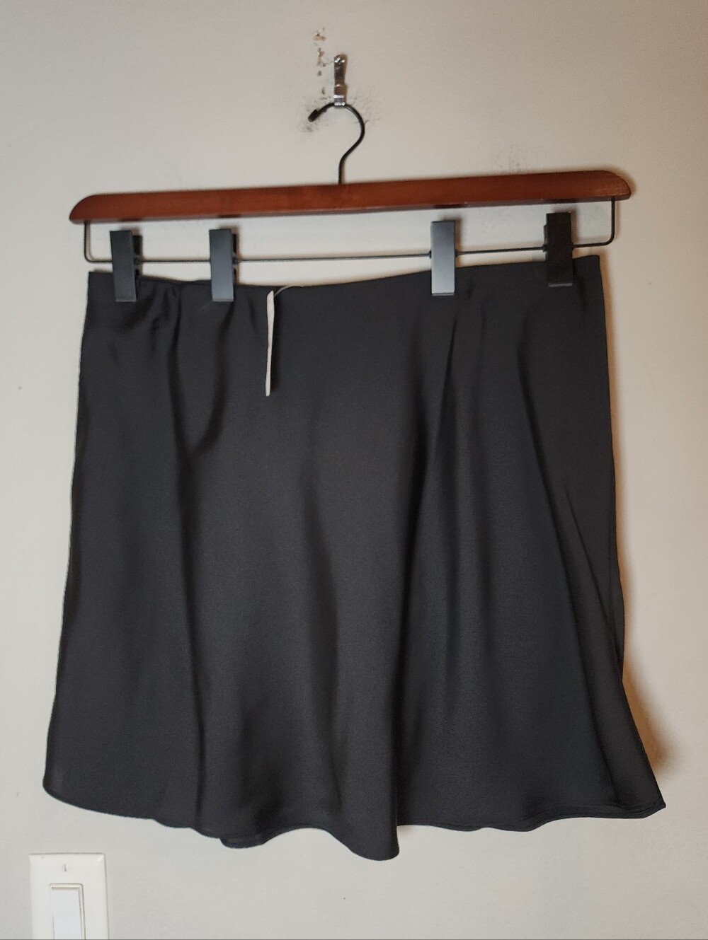 NWT J. Crew Pull On Black Satin Gwen Mini Slip Skirt Size XL (Blemish)